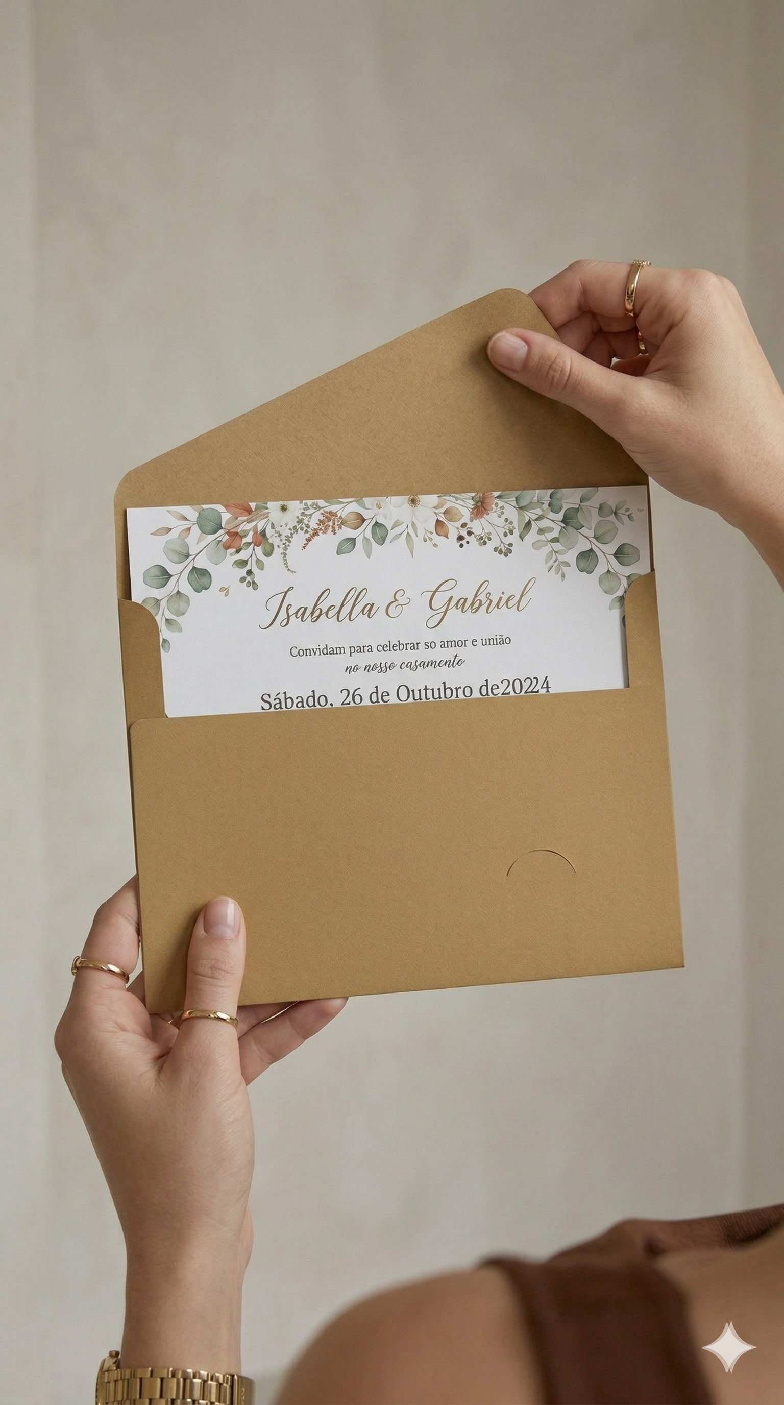 Envelope kraft segurado em frente ao rosto